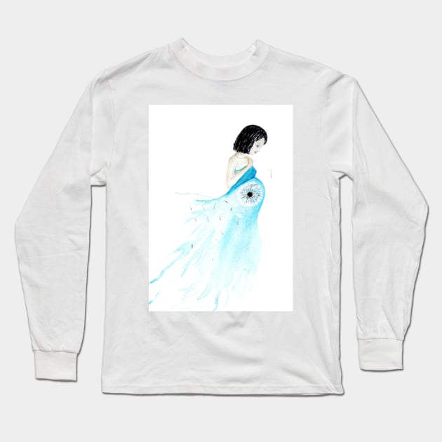 Pregnant Lady Flower Long Sleeve T-Shirt by Luba_Ost